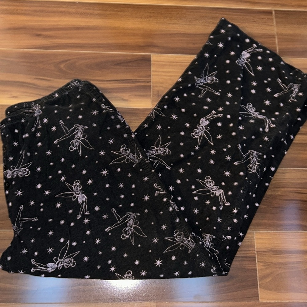 XL Disney Tinkerbelle light corduroy black purple pajama pants